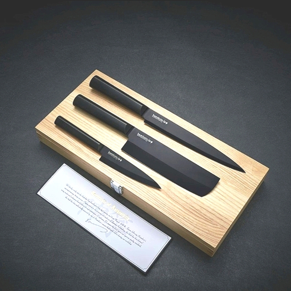 Kamikoto Black Knife Set Gift Japanese Steel Kitchen Knives Culinary Chef Gift